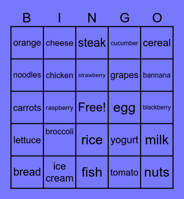 FOOD BINGO Card