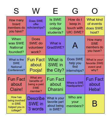 SWE Bingo Card