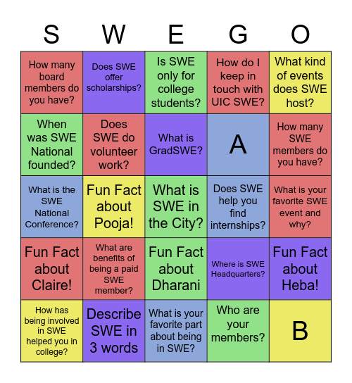 SWE Bingo Card