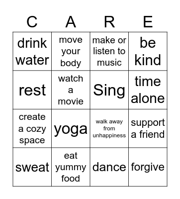 SELF CARE BINGO Card