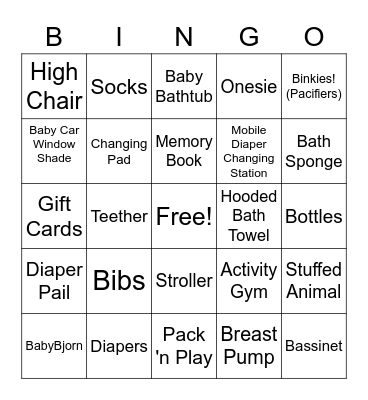 Rissa's Baby Bingo! Bingo Card