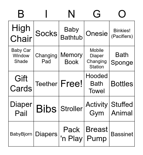 Rissa's Baby Bingo! Bingo Card