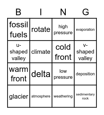 Earth and Space Bingo Card