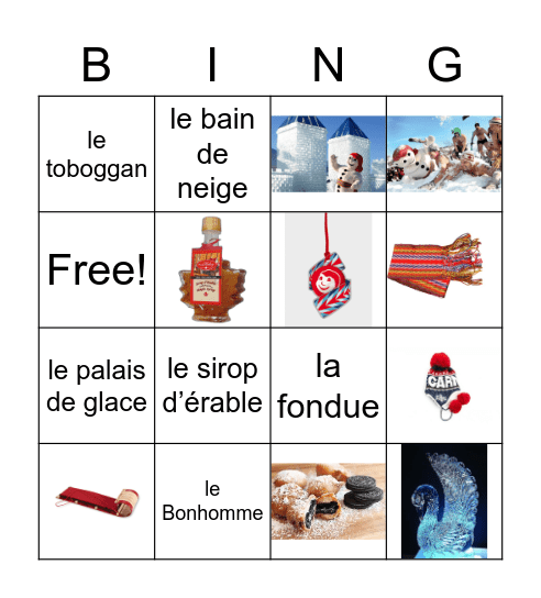 Carnaval de Québec Bingo Card