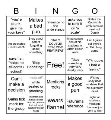 Eric Bingo Card