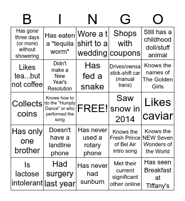 Det 1 Autograph Bingo Card
