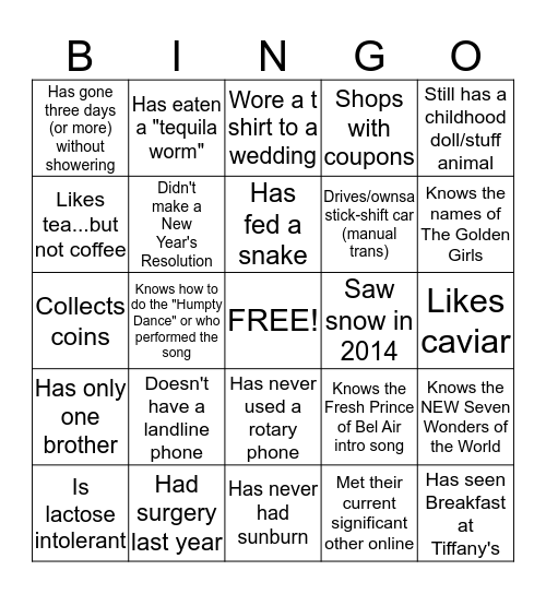 Det 1 Autograph Bingo Card