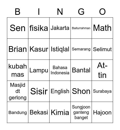 Untitled Bingo Card