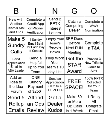 Trifecta BINGO Card