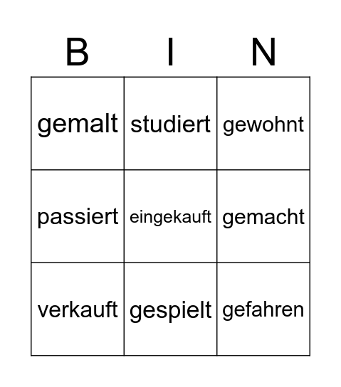 Perfekt Bingo Card