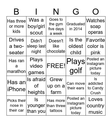 Det 1 Autograph Bingo Card