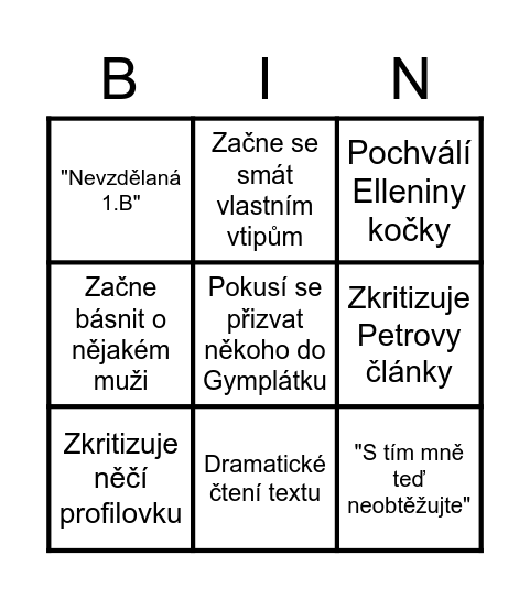 Liběnčino bingo Card