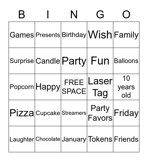 Alina's Birthday Bingo  Bingo Card