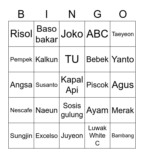 Nangni ♡ Bingo Card