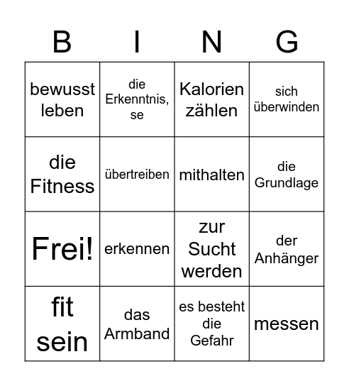 Self-Tracking findet immer mehr Anhänger Bingo Card