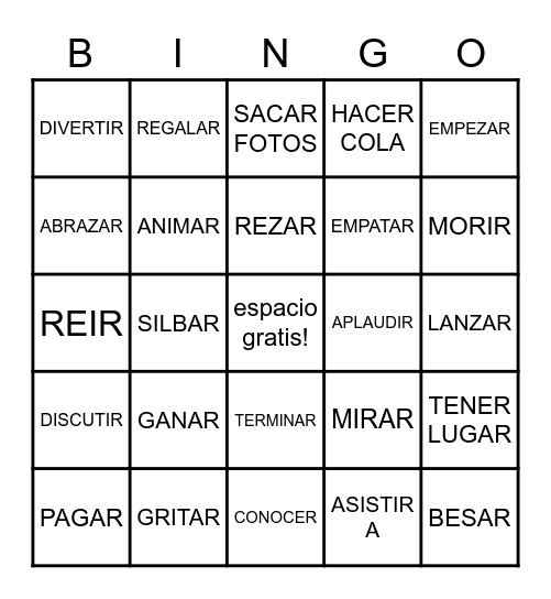 ACTIVIDADES/VERBOS Bingo Card