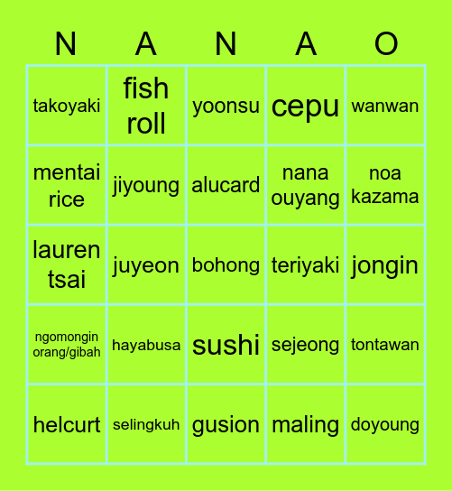 BINGO BERSAMA SNOWIE Bingo Card