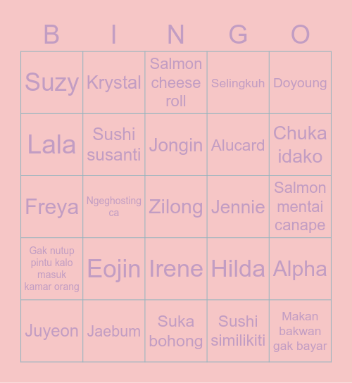 Wannie Bingo Card