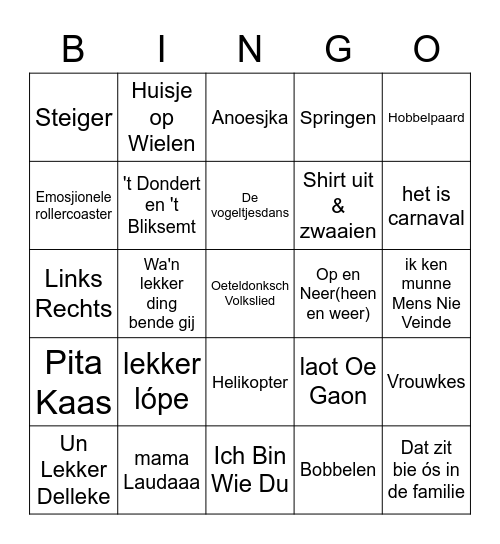 Oeteldonks BingoBriefke Bingo Card