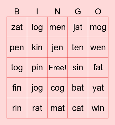 valentines Bingo Card