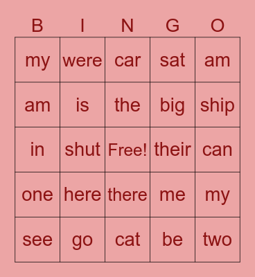 Valentine bingo Card