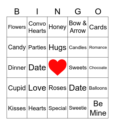 Valentines Bingo Card