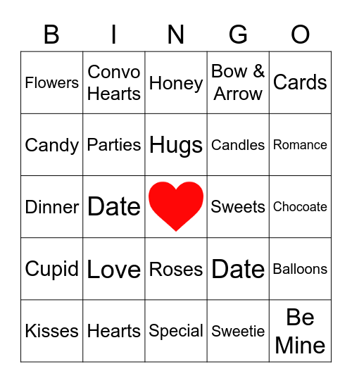 Valentines Bingo Card