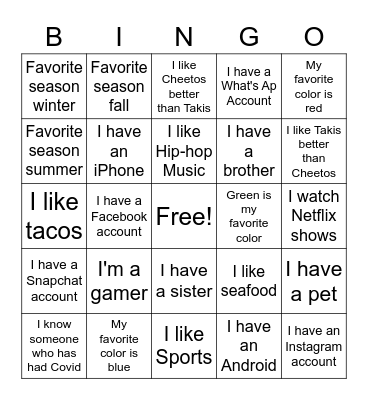 REA Bingo Card