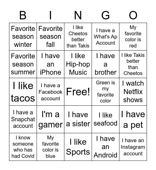 REA Bingo Card