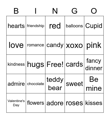 Valentine's Day Bingo Card