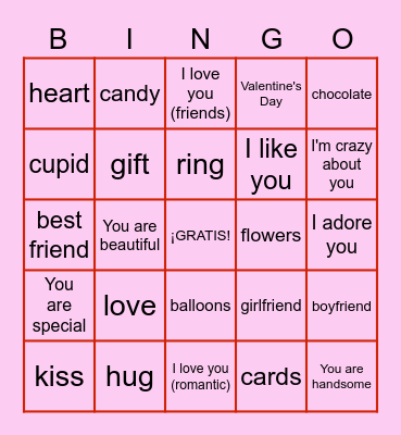 Día de San Valentín Bingo Card