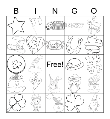 ST. Patricks BW Bingo Card