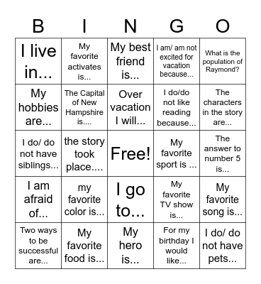 Untitled Bingo Card