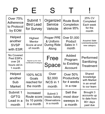 Pest! Bingo Card