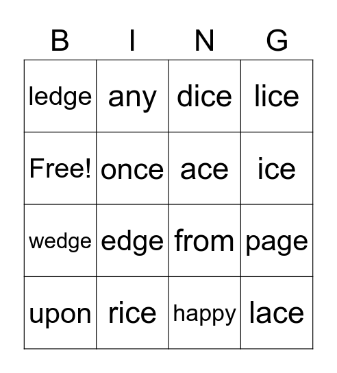 First Grade Words Bingo Card