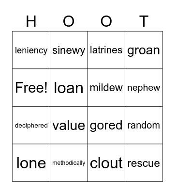 Hoot Chapter 3 Bingo/ L17 WS Bingo Card