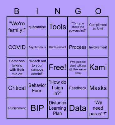 Professional Development Bingo Card