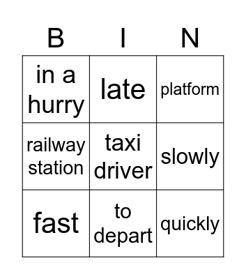 Travelling Around Bingo Card