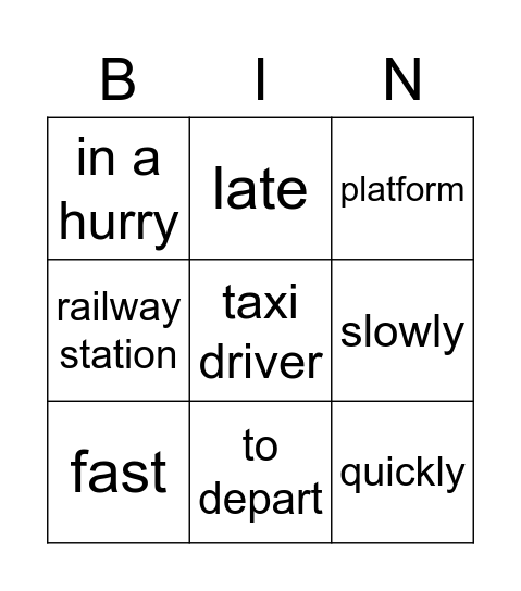 Travelling Around Bingo Card