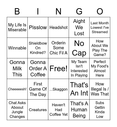 Forest's Grotto Bingo Card