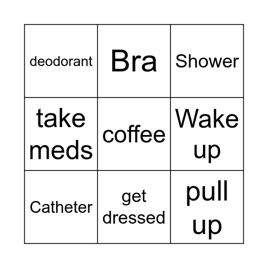 Morning Routine Bingo Card