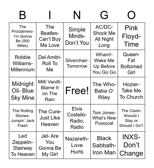 Total-Quiz.com Presents: Radio Bingo Foreign Msuic Bingo Card