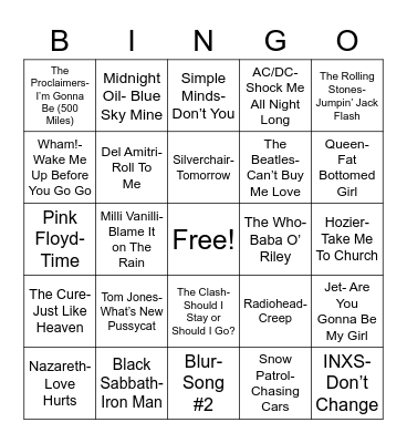 Total-Quiz.com Presents: Radio Bingo Foreign Music Bingo Card