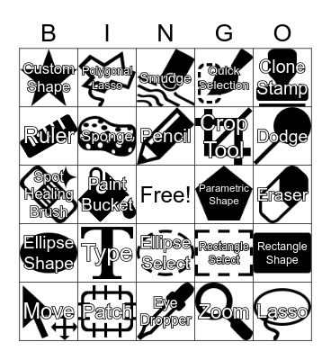 Photopea Tools Bingo Card