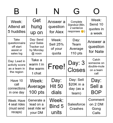 W4 BINGO Card
