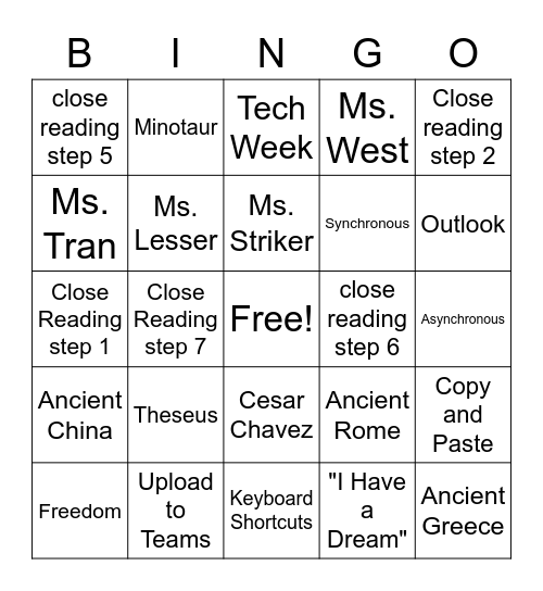 This year in review Bingo Card