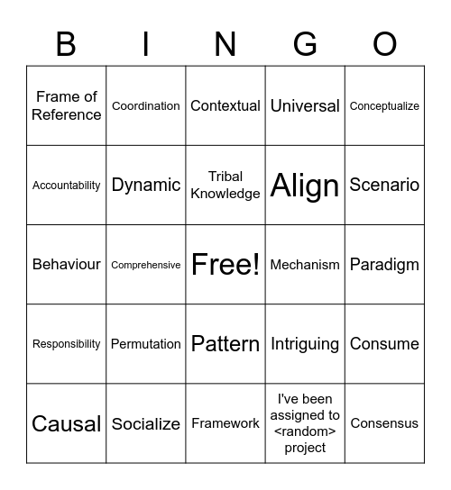 JLow Conference Call Bingo Card