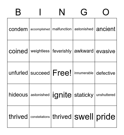 Module 2 Vocabulary Review!!!! Bingo Card