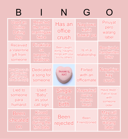 Bingo Valentine Bingo Card