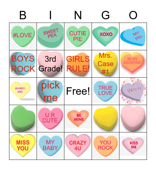 MRS. CASE'S VALENTINE'S DAY Bingo Card